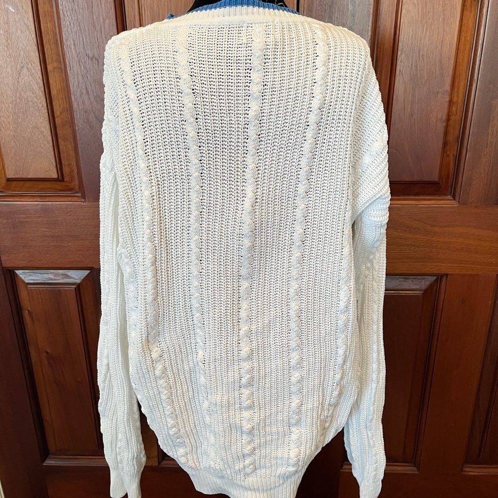 Vintage Izod Crest Logo Cable Knit Oversized Cotton Sweater XL Preppy Grandpa - Picture 5 of 9